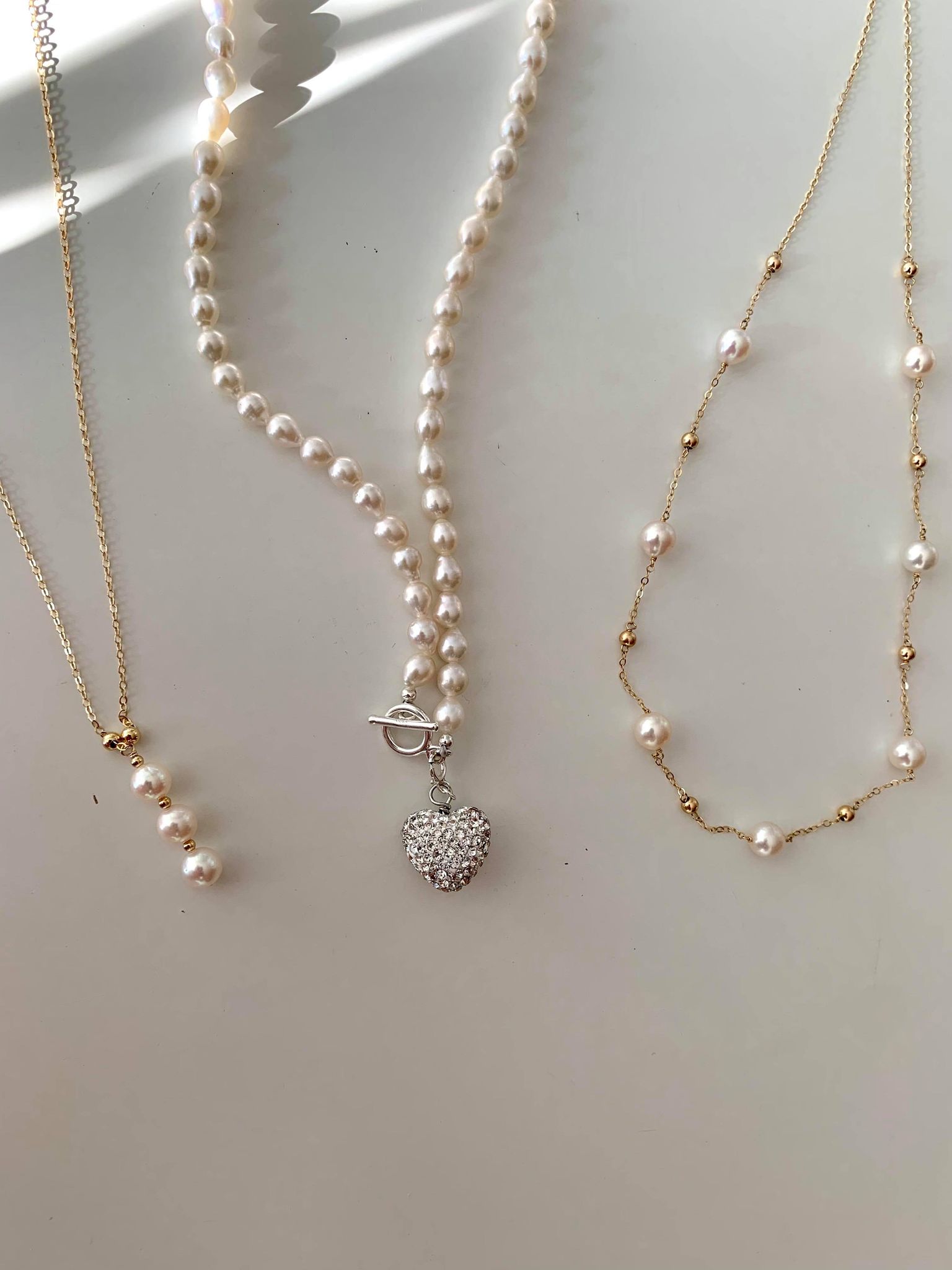 Pearl Linear Drop Pendant Necklace