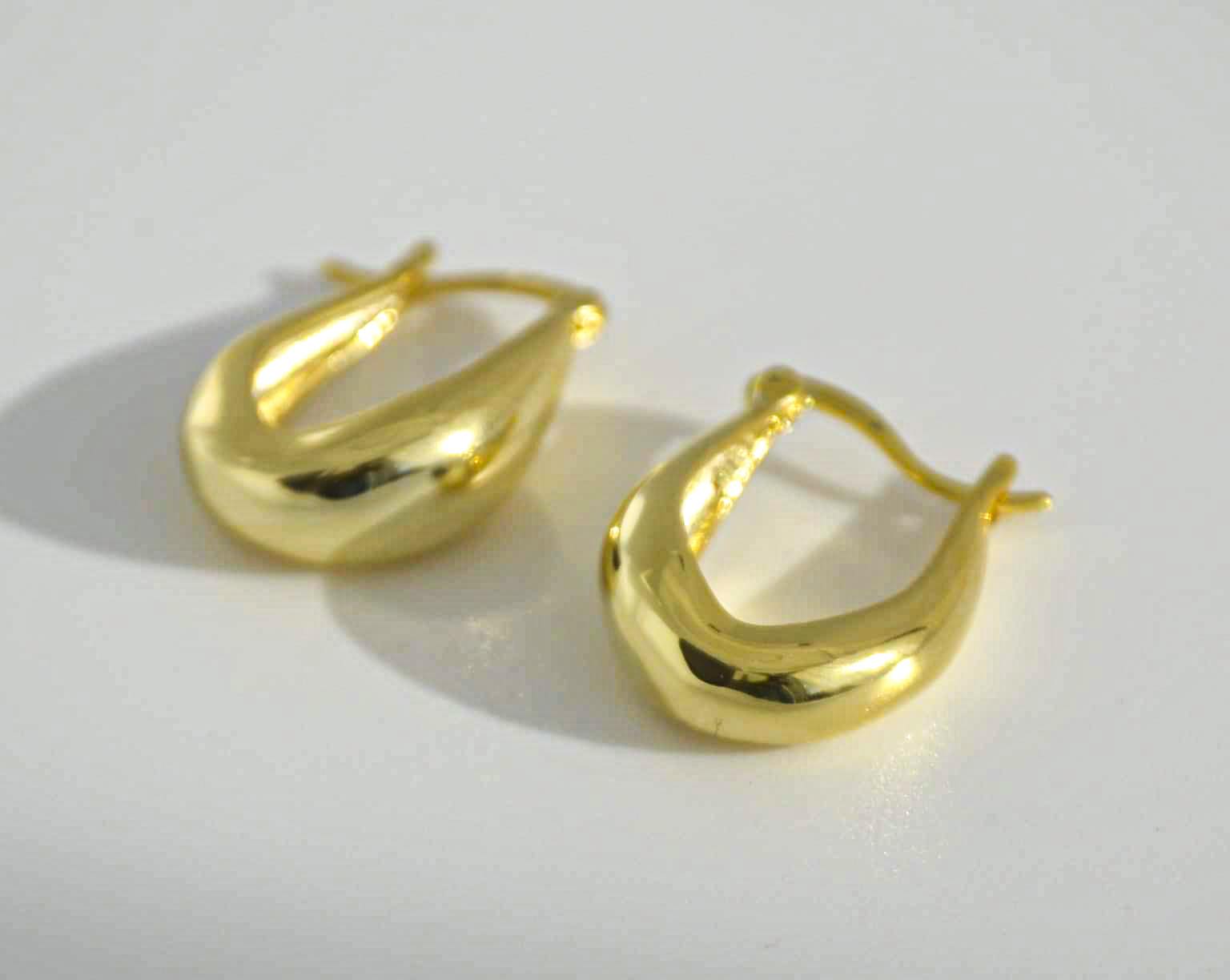 Gold Hammered Tapered Hoop Earrings