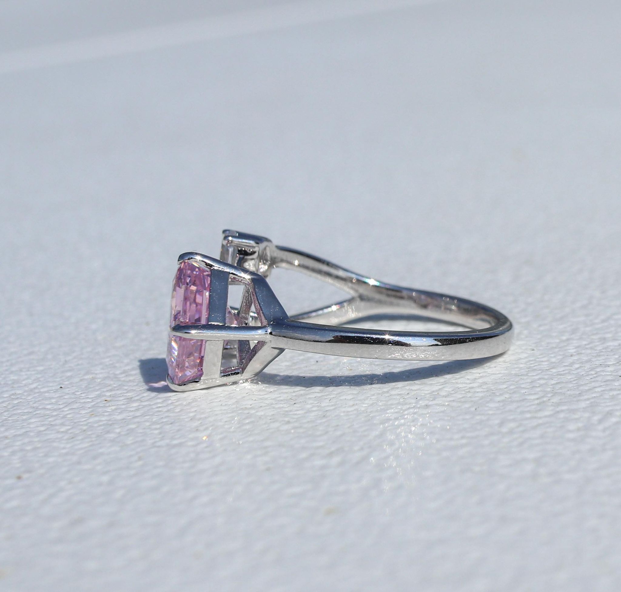 Adjustable Radiant Cut and Oval Cut Diamond Simulant Ring