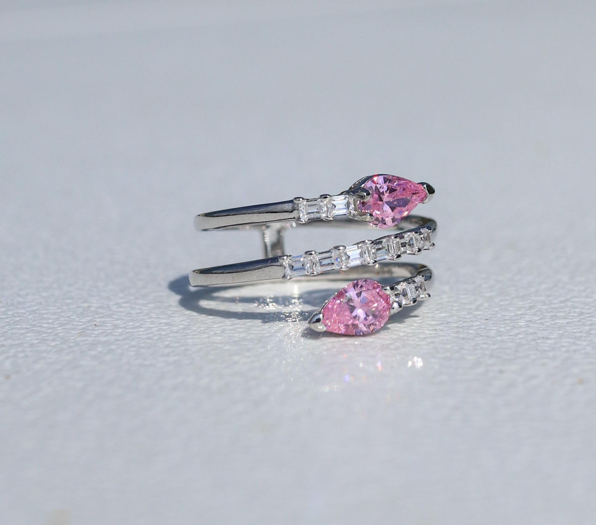 Pink Diamond Simulant One Size Swirl ring