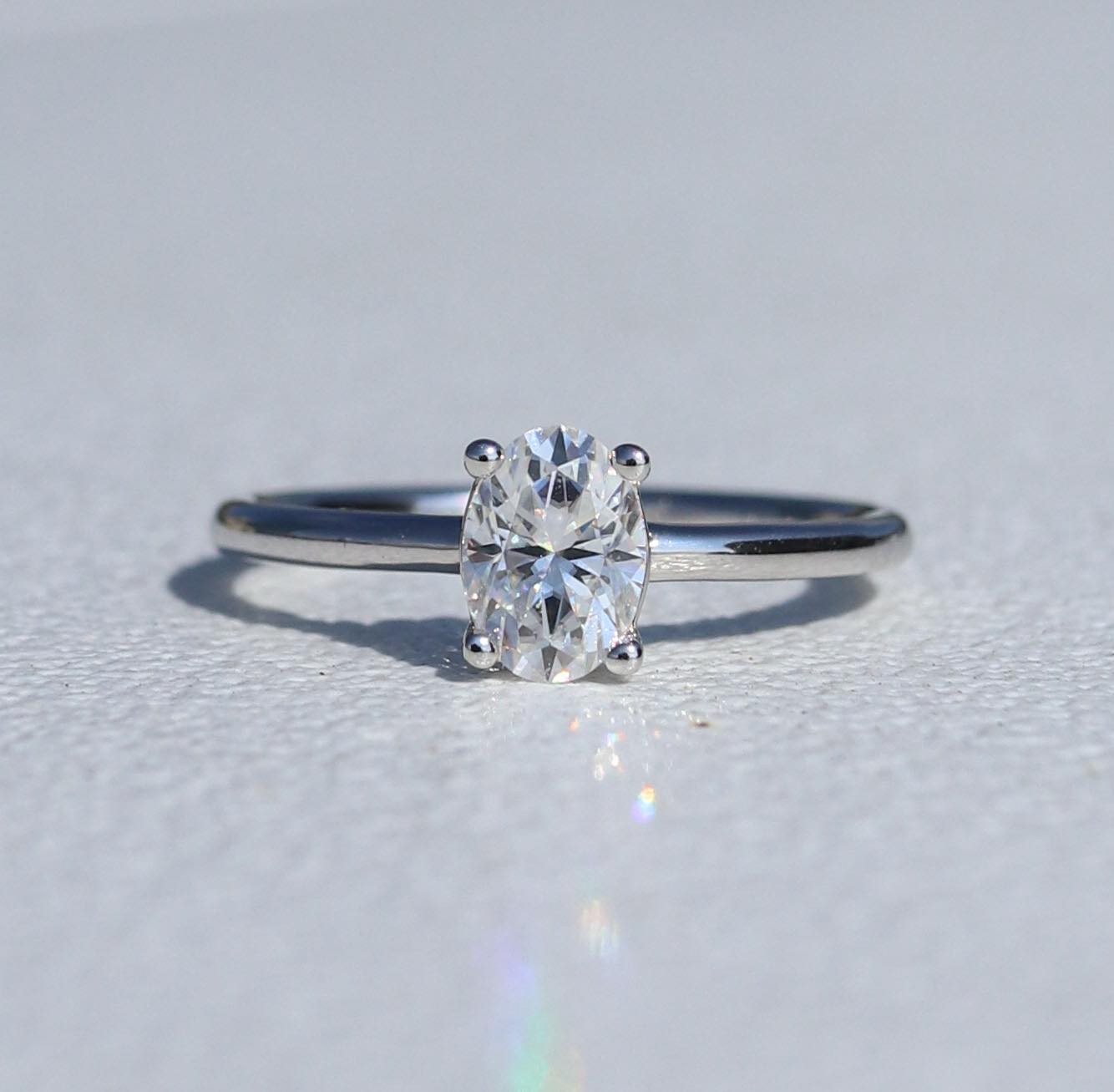 Oval Solitaire 1 Carat Moissanite - Audrey Ring